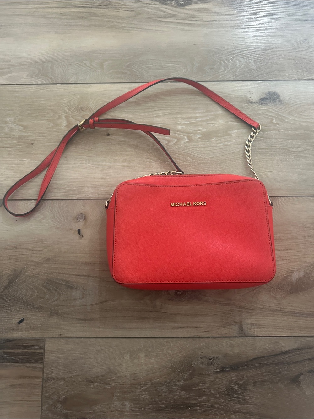 Michael Kors Coral Red Crossbody Camera Bag